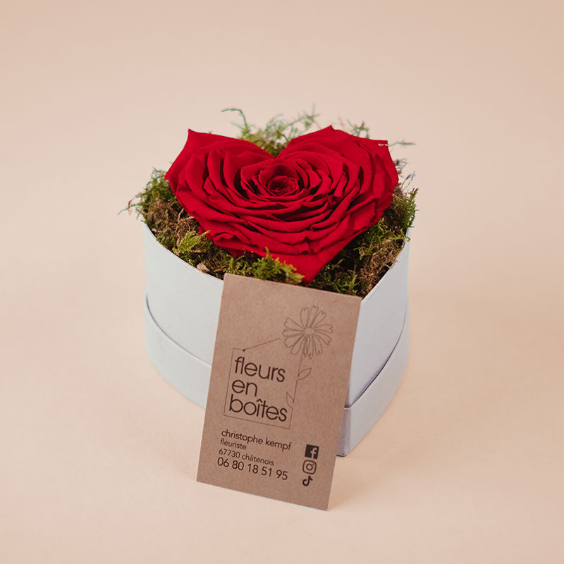 Boîte Cœur 12 cm 1 grande rose