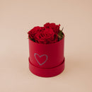 Boîte Cylindre Ø9 cm 3 roses stabilisées