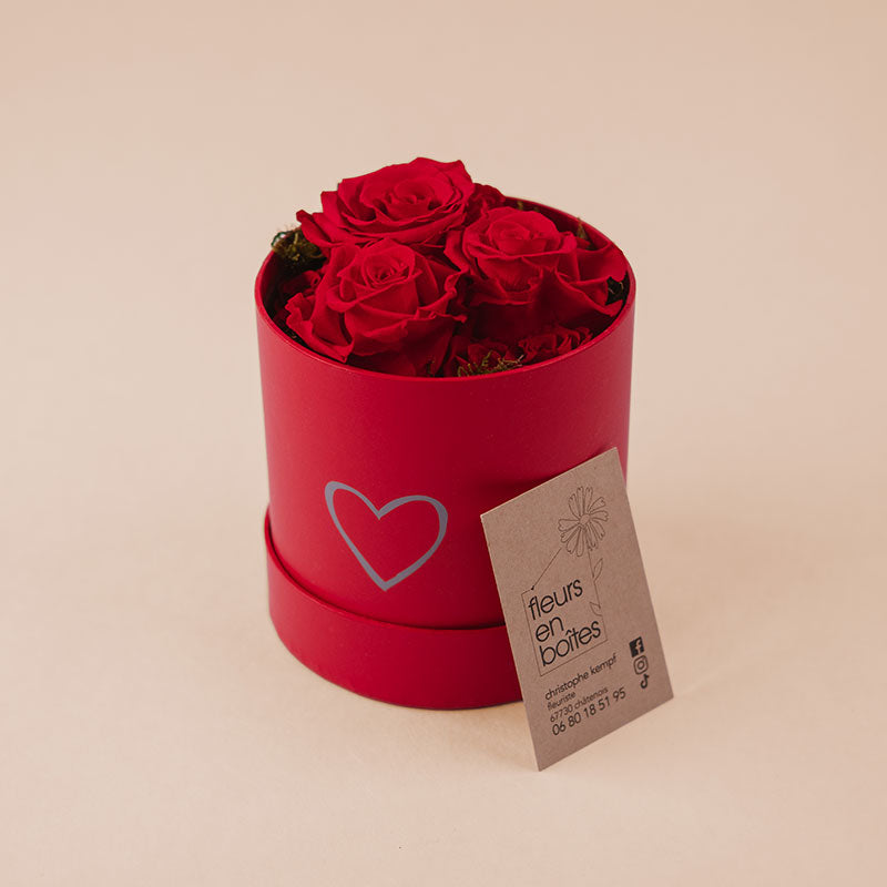 Boîte Cylindre Ø11 cm 9 roses stabilisées