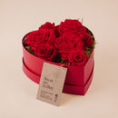 Boîte Cœur 18 cm 16 roses stabilisées